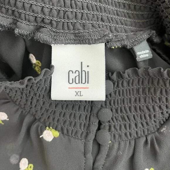 CAbi Black Sheer Embroidered Floral Blouse | XL Style 5338 Romantic Boho Top - Picture 9 of 10
